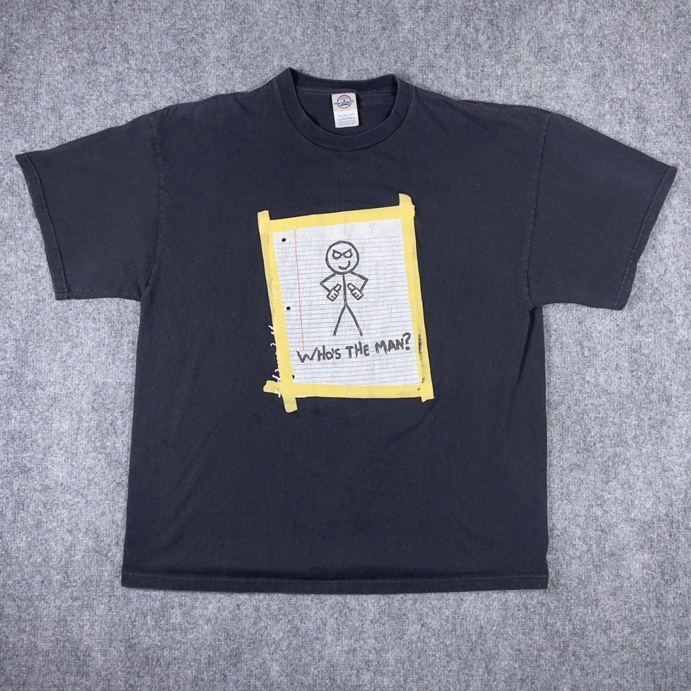 Whos‎ The Man Stick Figure Vintage Graphic Tee Mens XL Black